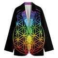 Seven Chakras Flower Of Life Print Women's Cotton Blazer
