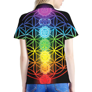 Seven Chakras Flower Of Life Print Women's Polo Shirt