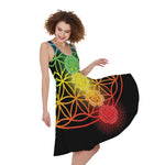 Seven Chakras Flower Of Life Print Women's Sleeveless Dress