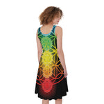 Seven Chakras Flower Of Life Print Women's Sleeveless Dress