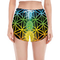 Seven Chakras Flower Of Life Print Women's Split Running Shorts