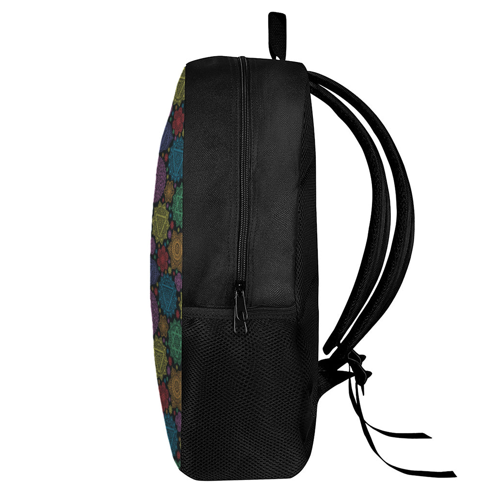 Seven Chakras Flowers Pattern Print 17 Inch Backpack