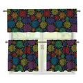 Seven Chakras Flowers Pattern Print 3 Piece Kitchen Curtains