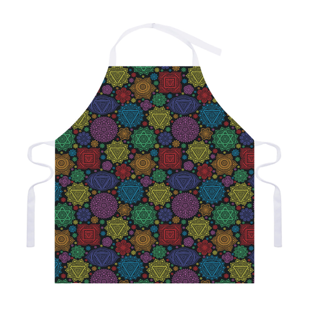 Seven Chakras Flowers Pattern Print Adjustable Apron