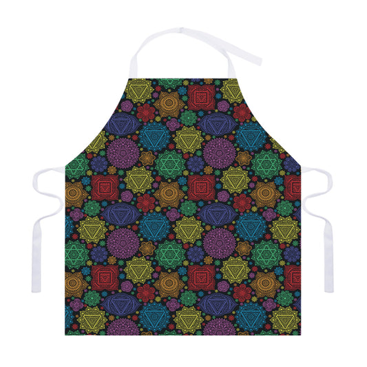 Seven Chakras Flowers Pattern Print Adjustable Apron