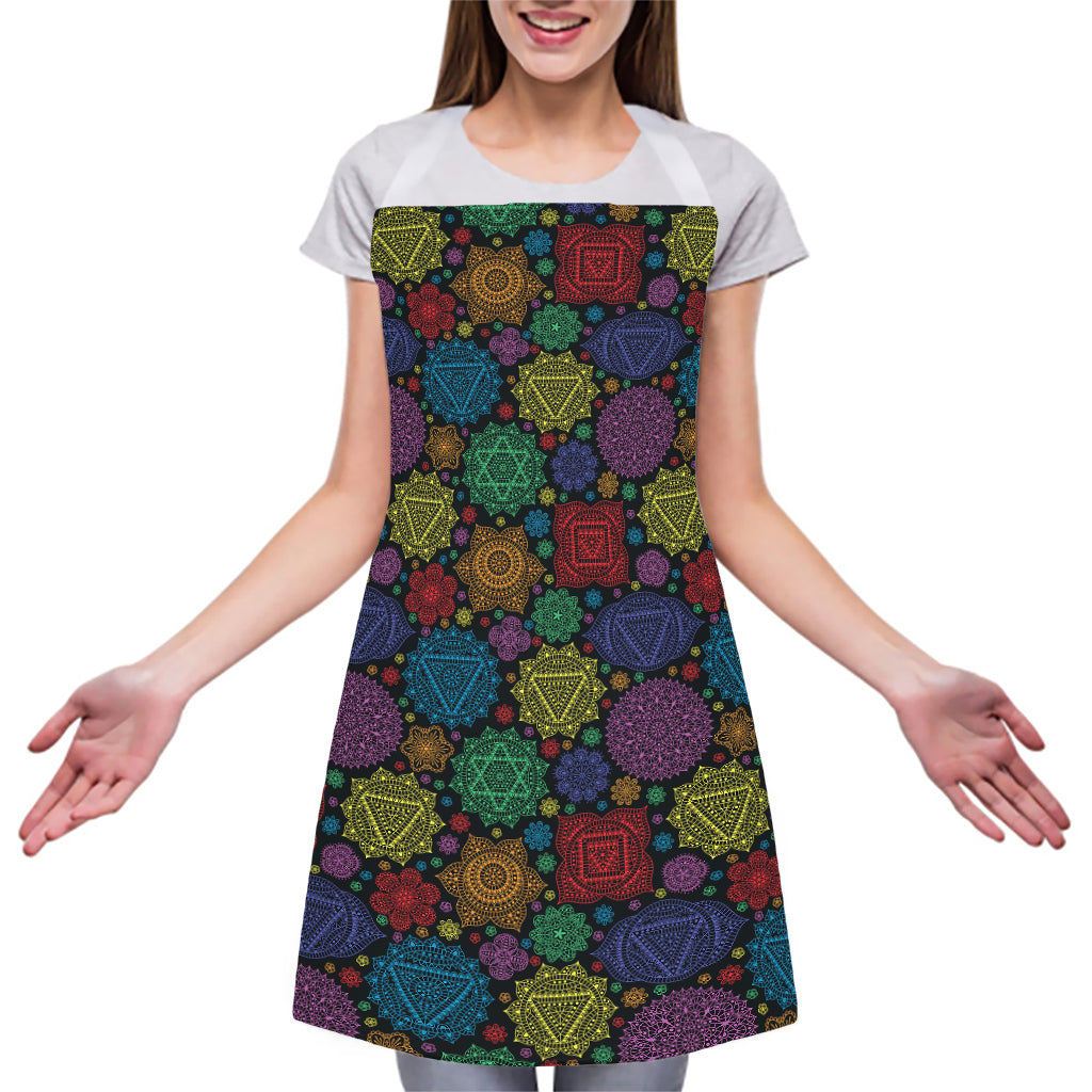 Seven Chakras Flowers Pattern Print Adjustable Apron