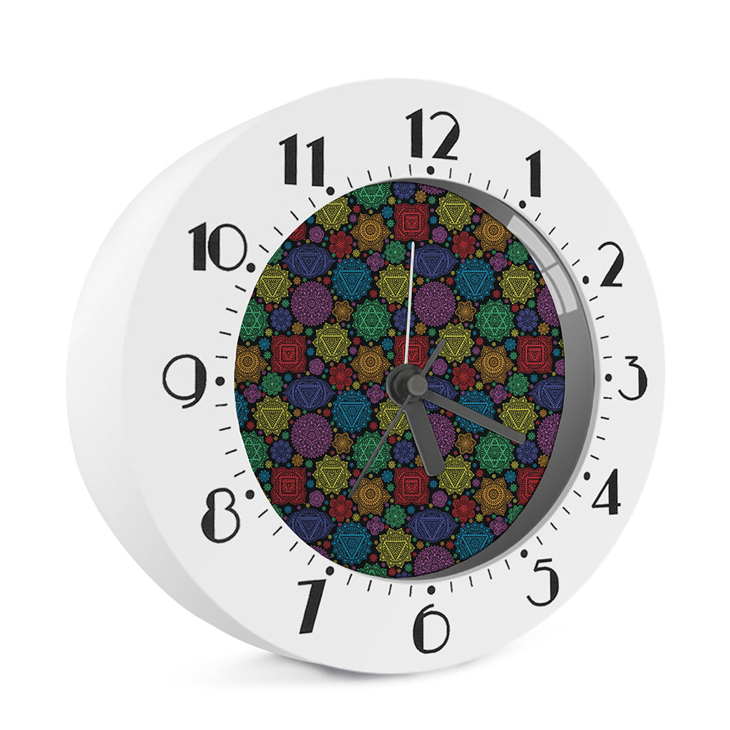 Seven Chakras Flowers Pattern Print Alarm Clock