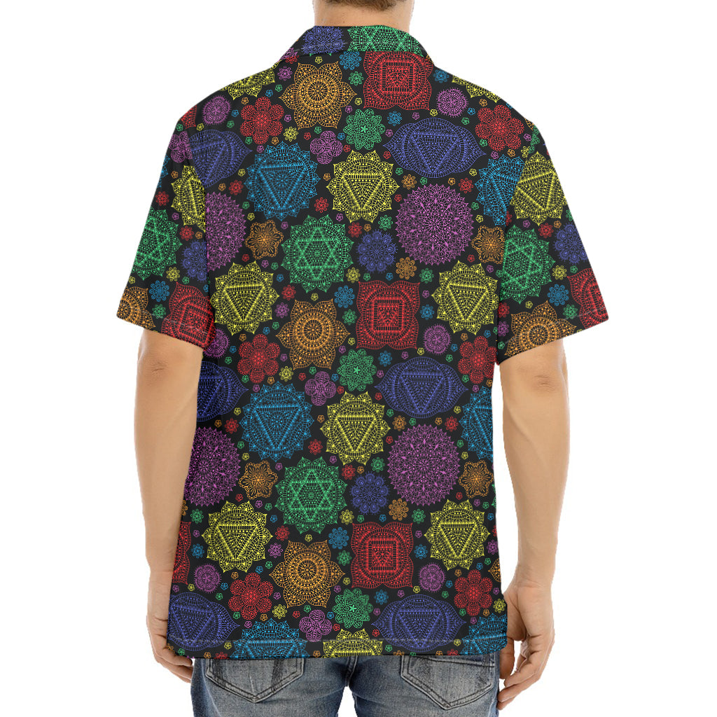 Seven Chakras Flowers Pattern Print Aloha Shirt