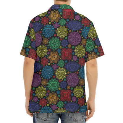 Seven Chakras Flowers Pattern Print Aloha Shirt