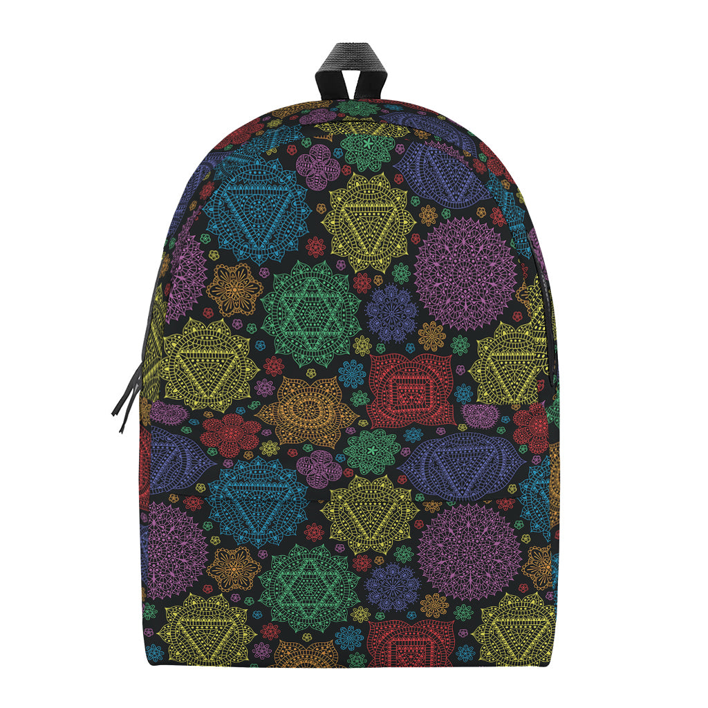 Seven Chakras Flowers Pattern Print Backpack