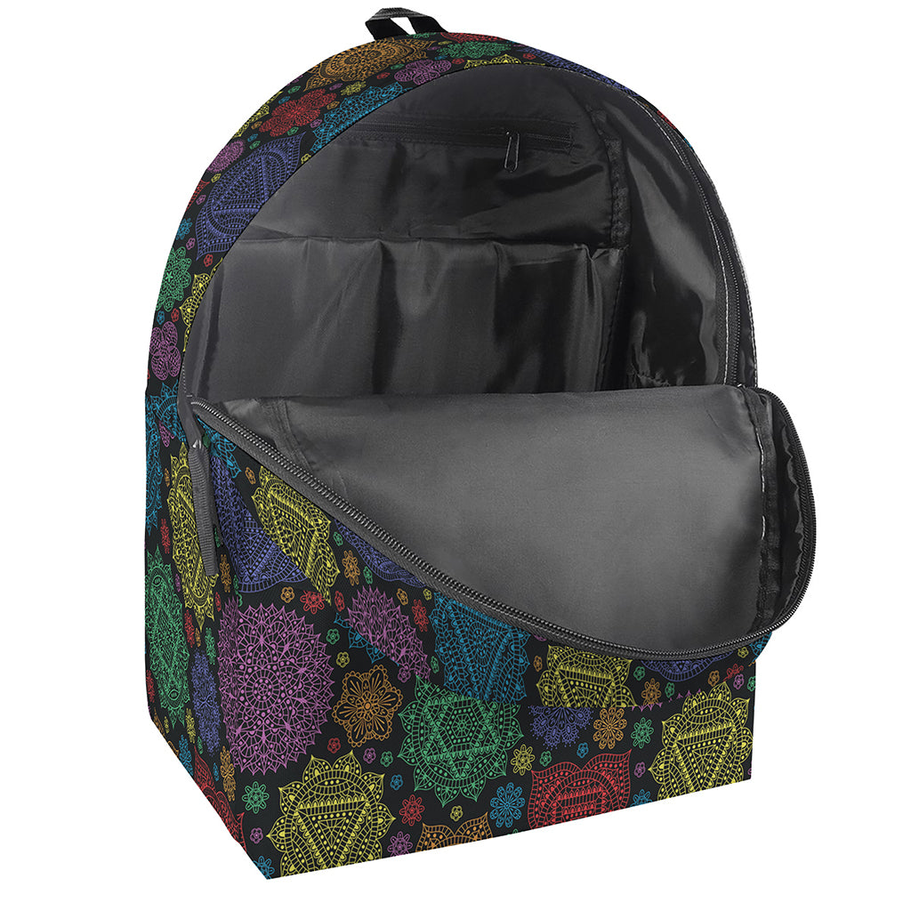 Seven Chakras Flowers Pattern Print Backpack