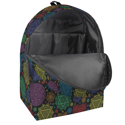 Seven Chakras Flowers Pattern Print Backpack