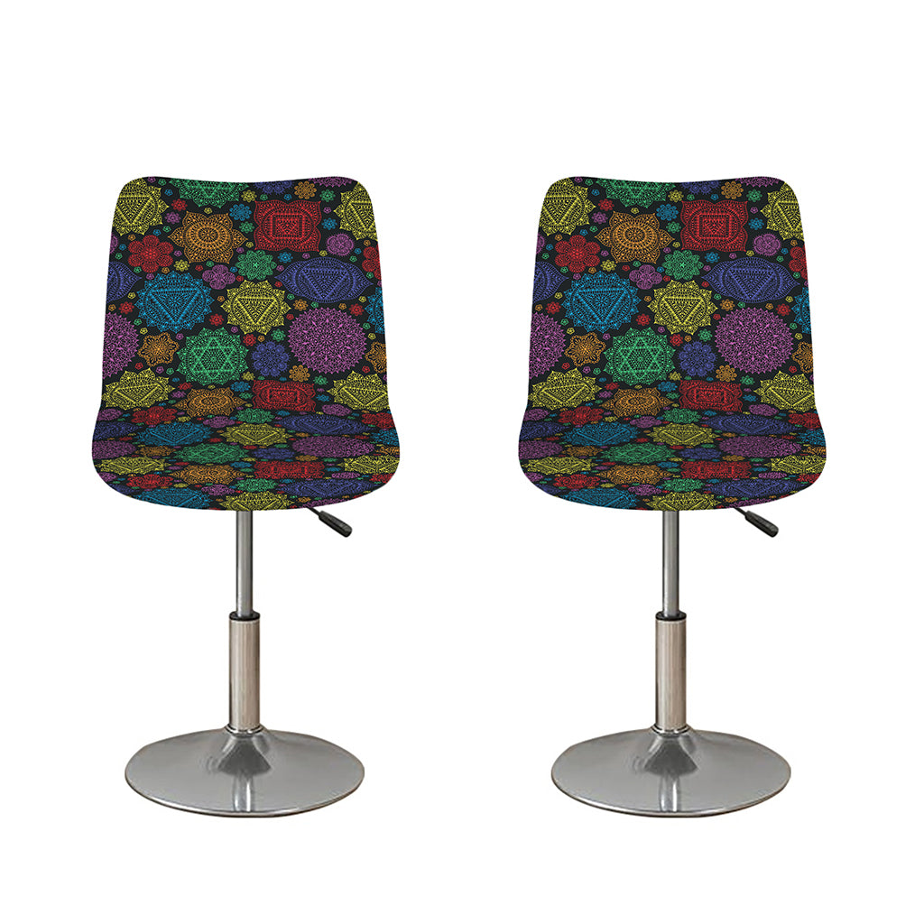 Seven Chakras Flowers Pattern Print Bar Stool Covers