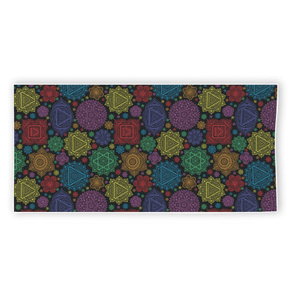 Seven Chakras Flowers Pattern Print Beach Towel