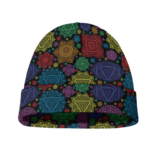 Seven Chakras Flowers Pattern Print Beanie