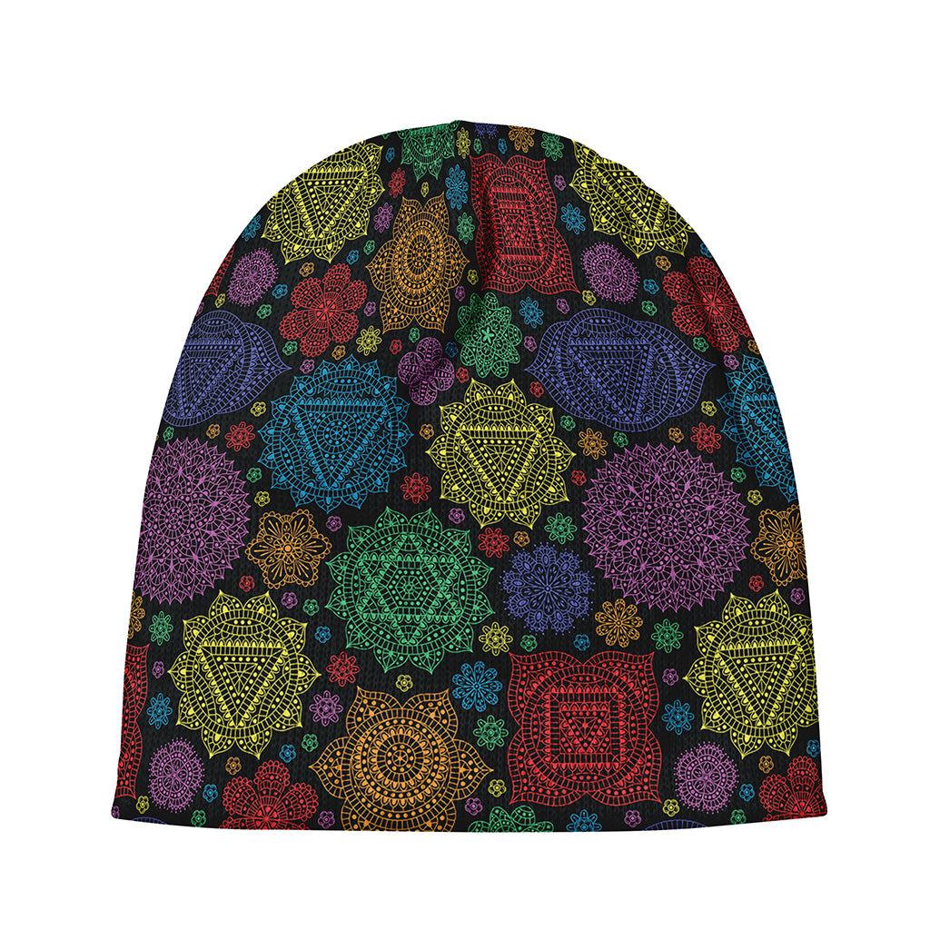 Seven Chakras Flowers Pattern Print Beanie