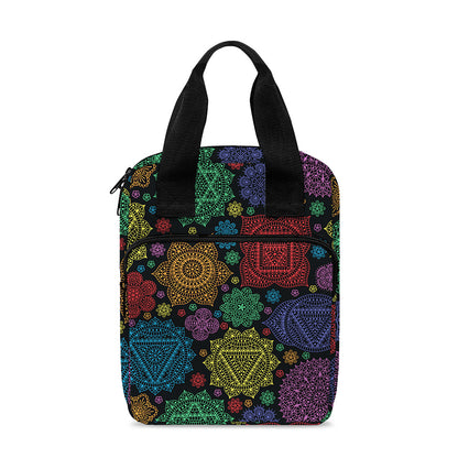 Seven Chakras Flowers Pattern Print Bible Tote Bag
