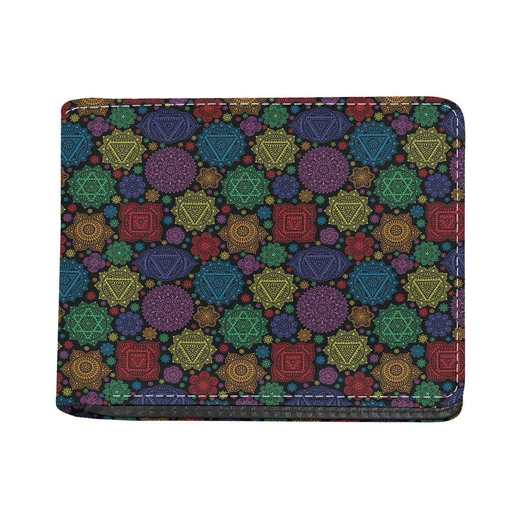 Seven Chakras Flowers Pattern Print Bifold Wallet