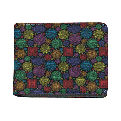 Seven Chakras Flowers Pattern Print Bifold Wallet