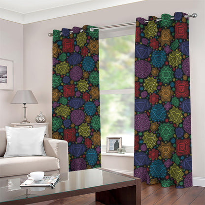 Seven Chakras Flowers Pattern Print Blackout Grommet Curtains