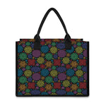 Seven Chakras Flowers Pattern Print Canvas Tote Bag