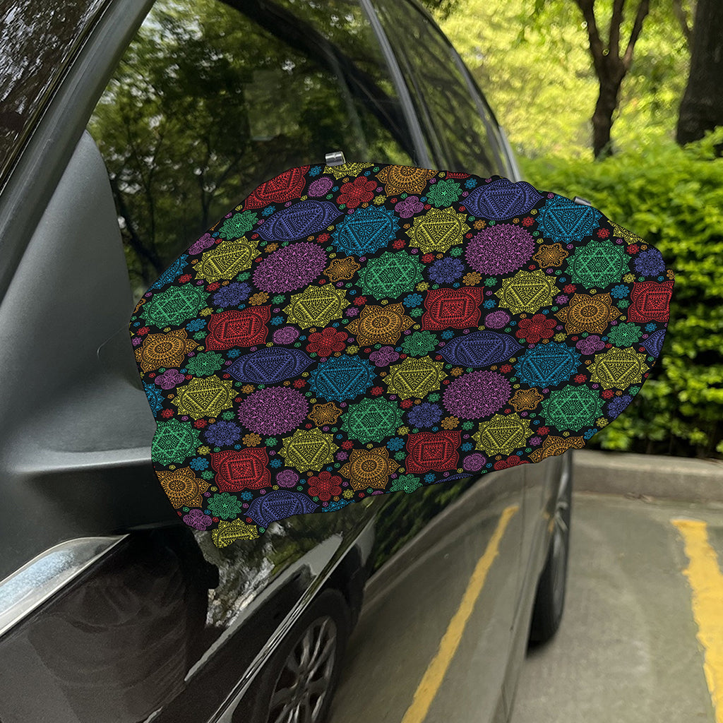 Seven Chakras Flowers Pattern Print Car Side Mirror Covers