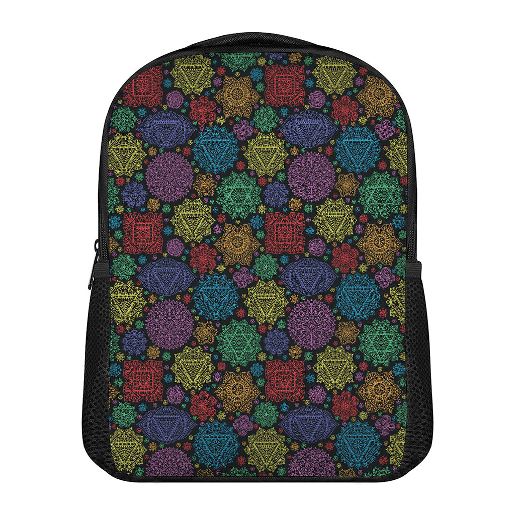 Seven Chakras Flowers Pattern Print Casual Backpack