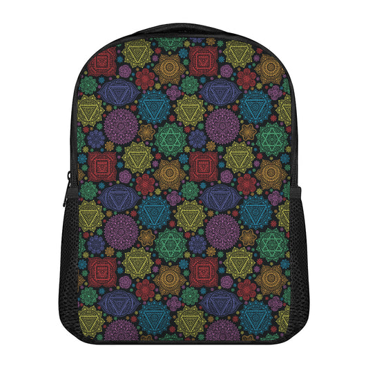 Seven Chakras Flowers Pattern Print Casual Backpack