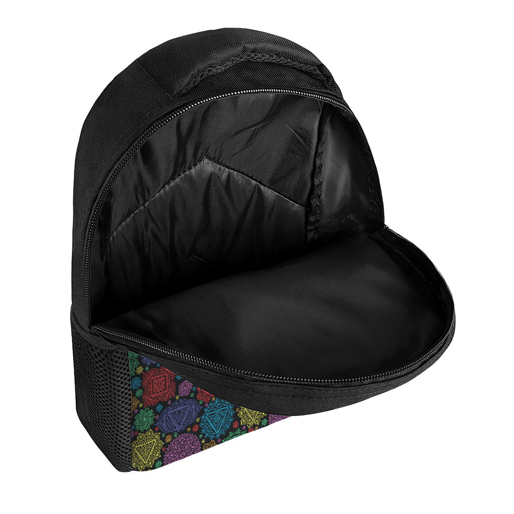 Seven Chakras Flowers Pattern Print Casual Backpack
