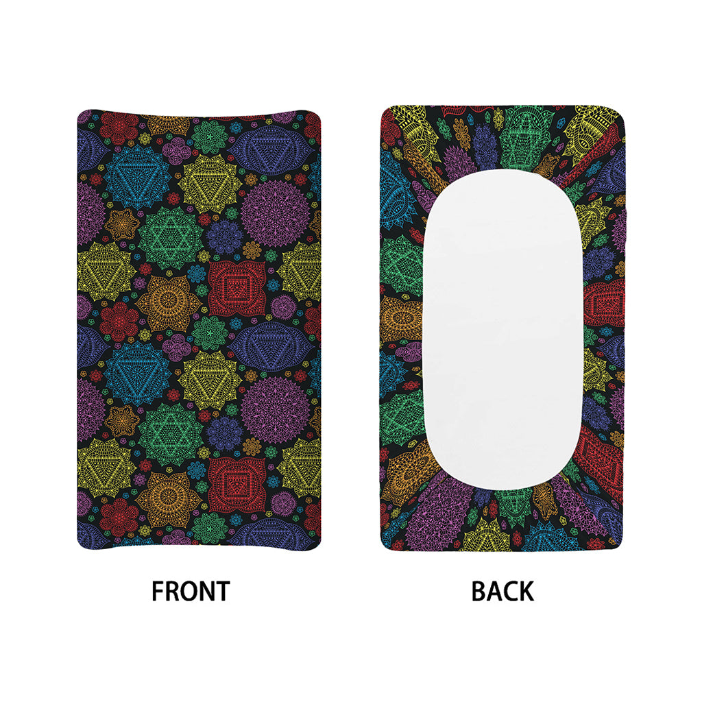 Seven Chakras Flowers Pattern Print Changing Pad Cover
