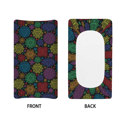 Seven Chakras Flowers Pattern Print Changing Pad Cover