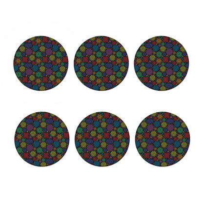 Seven Chakras Flowers Pattern Print Coaster Set