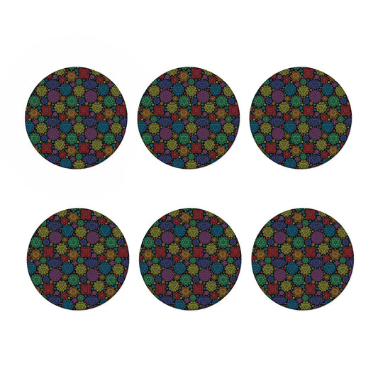 Seven Chakras Flowers Pattern Print Coaster Set