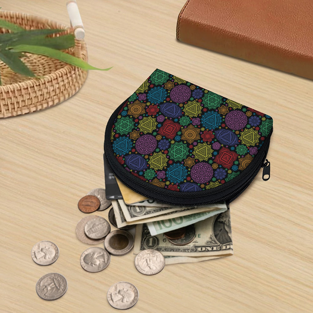 Seven Chakras Flowers Pattern Print Coin Purse