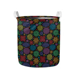 Seven Chakras Flowers Pattern Print Collapsible Laundry Basket