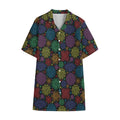 Seven Chakras Flowers Pattern Print Cotton Hawaiian Shirt
