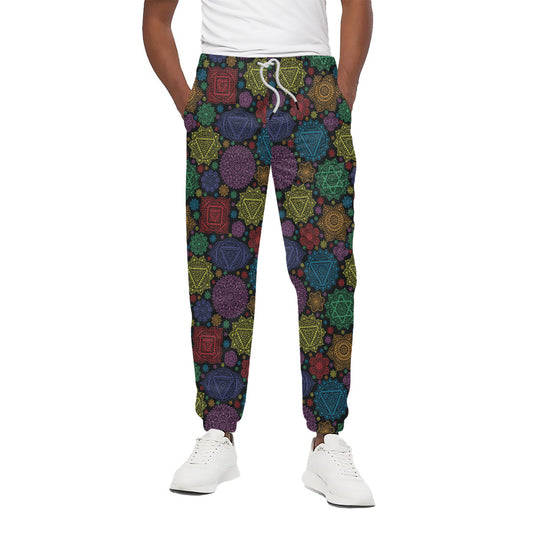 Seven Chakras Flowers Pattern Print Cotton Pants