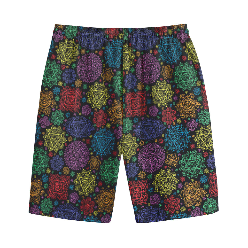 Seven Chakras Flowers Pattern Print Cotton Shorts
