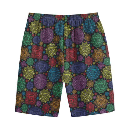 Seven Chakras Flowers Pattern Print Cotton Shorts