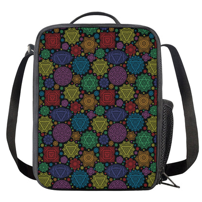 Seven Chakras Flowers Pattern Print Crossbody Lunch Bag
