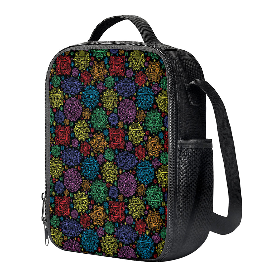 Seven Chakras Flowers Pattern Print Crossbody Lunch Bag