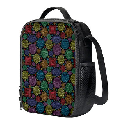 Seven Chakras Flowers Pattern Print Crossbody Lunch Bag