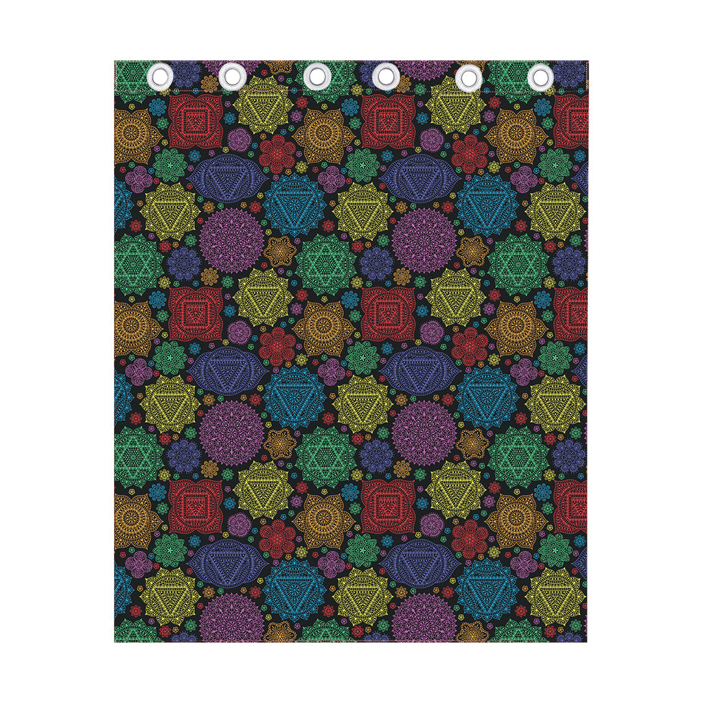 Seven Chakras Flowers Pattern Print Curtain