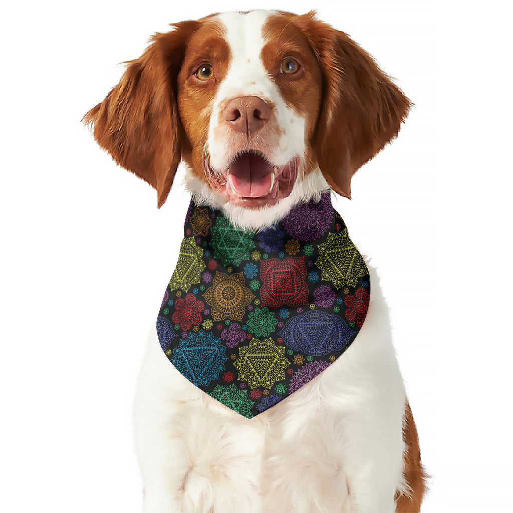 Seven Chakras Flowers Pattern Print Dog Bandana