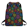 Seven Chakras Flowers Pattern Print Drawstring Backpack
