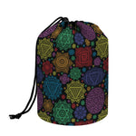 Seven Chakras Flowers Pattern Print Drawstring Makeup Bag