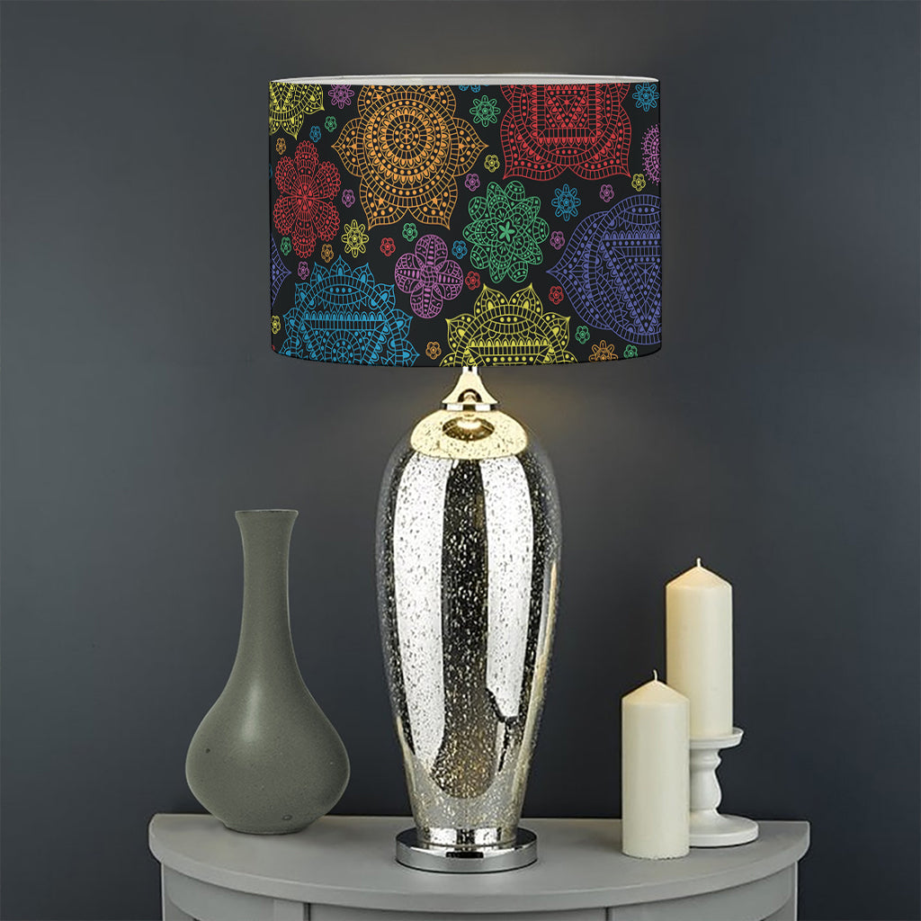Seven Chakras Flowers Pattern Print Drum Lamp Shade