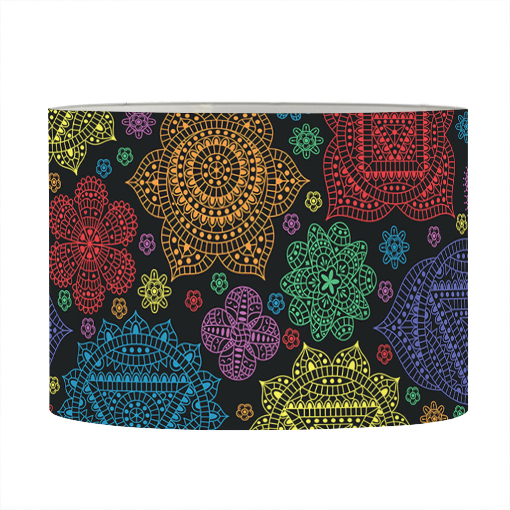 Seven Chakras Flowers Pattern Print Drum Lamp Shade