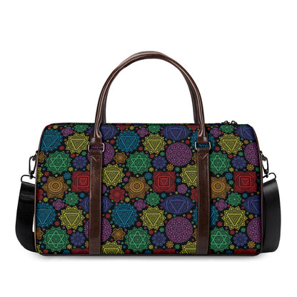 Seven Chakras Flowers Pattern Print Duffle Bag
