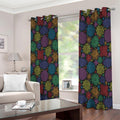 Seven Chakras Flowers Pattern Print Extra Wide Grommet Curtains
